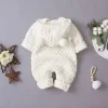 Één-stuks Citgeett herfst winter pasgeboren babyjongens meisjes oor gebreide romper hooded wollen trui jumpsuit warme schattige outfit