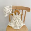 Pieces 2pcs linho de verão Floral Infantil recém-nascido meninas de meninas ativas gata ativa Camisole One Piece Tutu Dress com chapéu