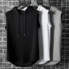 Modekleidung Bodybuilding Muscle Guys Fitness Männer Frauen Kapuze Tanktop Weste Sportswear ärmellose Hemd Hoodie 240412