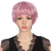 Wigs Wonderful Short Pixie Cut Wig Brown P4/30 PINK Color Brazilian Peruvian Remy Human Hair Wigs Machine Made Wig Free Shipping