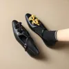 Casual schoenen Dames Loafers Echt lederen schapenvacht Instep in de is varkenskin round teen schoen decoratieve bloemen