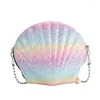 Evening Bags Women Shoulder Handbags Shell Bag Chain Cute Sequins Small Phone Money Pouch Zipper Luxury Designer Crossbody For