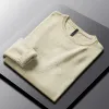 T-shirts hiqor 2022 Autumn Winter Men Oneck Pullover tröja man mode fast färg tjock varm botten skjorta manliga märke kläder m5xl