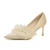 Dress Shoes Ladies High Heels Female Bridal Satin Stiletto Solid Color Non Slip Increase Women Pumps For Wedding