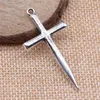 Charms 10st/Lot 46x24mm Sword Cross för smycken som gör antik silverfärg 1.81x0.94 tum