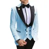 Men's Suits 3 Pieces Slim Fit Casual Business Groomsmen Black White Ivory Lapel Tuxedos For Wedding Suit Blazer Pants Vest