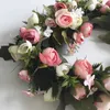 Faux Floral Greenery Artificial Silk Rose Heart Heart Wreath House Decoration Door Ring Ring Blower Festival Decoração T240422