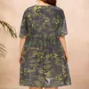 Casual Dresses Plus Size Summer Dress Women 2024 Kort ärm Loose Long Maxi Tryckt Ice Silk Cool Women's