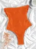 Women's Swimwear Women Swimsuit Bandeau Swimwear Sexy Bodysuit Solid Color Bathing Suits Push Up Beachwear d240424