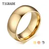 バンドTigrade Domed Men Tungsten Ring Rose Gold、Gold、Silver Color Polided Pure Carbide Ring Unisex Weddingband Engagement Jewelry