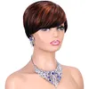 Highlight Pixie Cut Mixed Color P1B/350 Hair Style Short Straight human hair Wigs With Bangs For Black Women