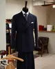 New Pinstripe Men's Suit 2 Pieces Blazer Jacket and Pants Custom Made Business Wear Wedding Groom Costume Homme