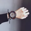 Yikaze Retro Mens Watches Classic Luxury Business Quartz Watch Fashion Big Dial Leather Strap Date Derily Wristwatch for Men 240408