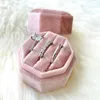 Jewelry Pouches Three Slots Octagonal Exquisite Velvet Box Display With Detachable Lid Ring Storage
