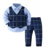 Blazers Kids Boy Gentleman Clothing Set Long Sleeve Shirt+Waistcoat+Pants Toddler Boy Outfits For Wedding Party Dress Outfits