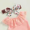 Set di abbigliamento Summer Baby Girl Clothes Sets Set da bambino abiti in pizzo Patchwork Pantaloni floreali di mucca Flower Abbassa carina 3 pezzi di abbigliamento neonato