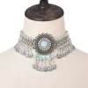 Necklaces Ethnic Statement Collar Necklace for Women Choker Bohemian Vintage Hollow Geometric Crystal Rhinestone Beads Coin Tassel Jewelry