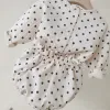 Sets milancel2022 Vêtements de bébé printemps à polka à pois bébé vêtements coton pur et lin nourrisson de filles assure la tenue infantile