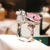 Cluster Rings Korean Style Sweet And High-end Design With Sugar Zircon Squirrel Ring For Women To Give Gifts Wear Jewelry At Parties