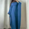 Etnische kleding batwing mouwen abaya binnenste riem moslim vrouwen feestjurk abayas dubai kalkoen islamitische ramadan eid kaftan hijab gewaad