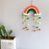 Decorative Figurines Hand-woven Rainbow Clouds Hanging Decoration Colorful Pom Felt Ball Tassel Baby Kids Room Wall Window Craft