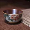 Tumblers copo de hostes peony feitos à mão - delicado cilindro de chá com copo de cerâmica pintada à mão para sessões elegantes