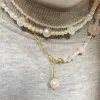 Naszyjniki Kreatywny Hip Hop Goldcolor Łańcuch Naturalny naszyjnik Pearl Pink Stone Mieszanka i dopasowanie dla kobiet Bankiet Party Cheatry Choker 2021