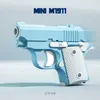 Decompressie speelgoed 3D Mini 1911 Model speelgoedpistoolpistolen voor jongens Kids Bullets No Fire Rubber Band Launcher Geschenkprint Gravity Cub Jump Carrot Mes D240424