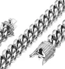 Chains Silver Color Men Cuban Link Chain White 14mm Wide Stainless Steel Curb Necklace Or Bracelet With Diamond Choker 7530quot6534642