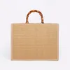 Totes Vintage Bambusgriff Frauen Handtaschen Pailletten Stickbeutel Tasche Taschen Casual Leinen große Kapazität Sommerstrandtasche Große Weibchen Geldbörse