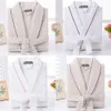 Offer Special Men Solid Color Full Sleeve 100% Cotton Sleep Lounge Mens Long Dressing Gown Kimono Robes Male Bathrobes Man 201023 s