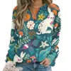 Sweatshirts Happy Easter Casual Hoodies Bunnies Floral Print Aesthetic Graphic Hoodie Autumn Long Sleeve Fashion Oversize Sweatshirts Gift