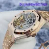 AP CALENDAR WURC Watch Royal Oak Series 15467Or Full Hollow Dial 18K Rose Gold Gold Automatic Mechanical Watch com garantia