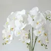 Greante floral falsa 32 polegadas Phalaenopsis Flowers 9 cabeças de orquídea artificial Flores de borboleta Plantas de caule para decoração de casa 6pcs T240422