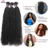 Perruques Ishow Curly Human Hair Bundles Brazilian Raw Curly Packs Humar pour les femmes Remy Hair Original 1/3/4 Couleur naturelle