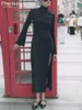 Sukienki zwyczajne Clagive Fashion Slim Black Damska sukienka bodycon golarka z długim rękawem midi eleganckie klasyczne ubranie kobiet