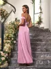 Party Dresses Angel-fashions Women's Spaghetti Strap Off Shoulder Long Dress Backless Flowy Flared Evening Wedding Bridesmaid Gown