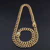 Collar de brazalete 1M Miami Cuba Link Cain Gold Sier SEJ Fleed Rhinestone Bling Hip Hop para hombres Conjuntos de joyería de entrega de gotas DHVL9