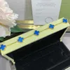 Cheap price and highquality jewelry Clover Natural High Grade Flower Blue Jade Bracelet Thick Plating Gold with original vnain cilereft & arrplse