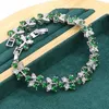 Green Emerald 925 Serling Silver Bijoux Ensemble pour les femmes Boucles de mariage Boucles d'oreilles Collier Ring Pendante Cadeau d'anniversaire 240419