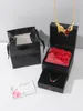 Colares de pendentes Preservados Real Rose Love Box Red Flowers Coisas fofas para namorada Valentine Prese