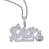 Подвесные ожерелья замаскивали деньги сумку CZ ACK для мужчин Женщины Bling Кубическая циркония