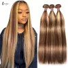 Wigs P4/27 Honey Blonde Brown Bundles Highlight Straight Human Hair Bundles 10A Brazilian Hair Wave Bundles Ombre Human Hair Bundles