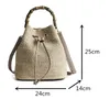 Drawstring Female Summer Handmade Woven Shoulder Messenger Bags Women Straw Bucket Bag Ladies Shopping Purse Beach Handbags