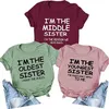 T-shirt féminin drôle im the sœur dit t-shirt tee femme drôle tee t-shirts cadeau pour soeur best-amis vêtements 240423