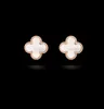 High version Van Red Agate White Fritillaria Double sided Classic Four Leaf Grass Earrings for Women 18k Rose Gold jewelry