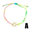 Strand Candy Color Rainbow Traided Chain Virgar Mary Bracelet Blanc Zircon Bee Heart Rope Copper Charm Bijoux pour les femmes Gift Women