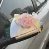 Decorative Flowers Champagne Artificial Silk Flower Rose Rearview Mirror Door Bow Tie Ribbon Wedding Car Decoration Arrangements Accessorie