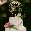 Party Supplies Personlig bröllopstårta topper med rustik krans/kors | Jubileumsdekor Floralt anpassat parnamn