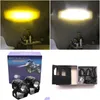 Motorcykelbelysning 2 -stycken Ny högeffekt Spotlight Small Driving Light Hi/Lo LED -strålkastare Vit Yellow Laser Gun Motorcykel Scooter Ota8y